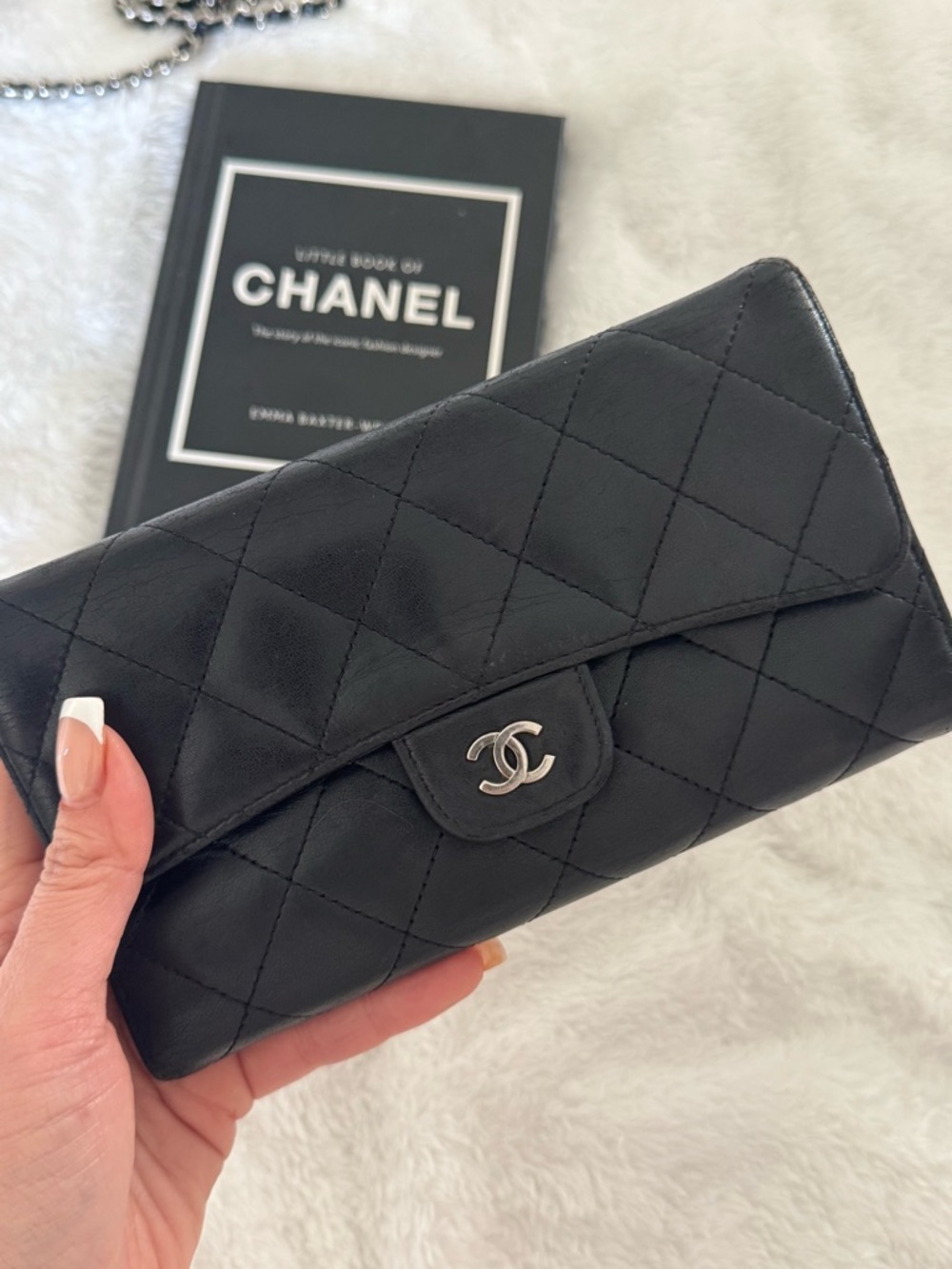 CHANEL Black Quilted Leather Chain Wallet Shoulder Bag with Silver Hardware - Picture 5 of 14